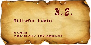 Milhofer Edvin névjegykártya